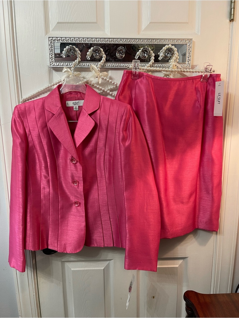 Vintage Le Suit Pink Women’s Blazer and Skirt Set